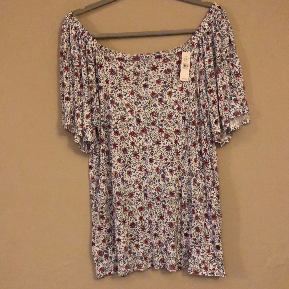 Loft off the shoulder floral t-shirt, large, NWT